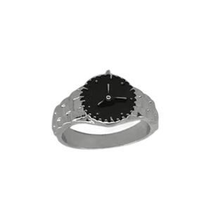 Silver and Black Faux Clock Face Ring